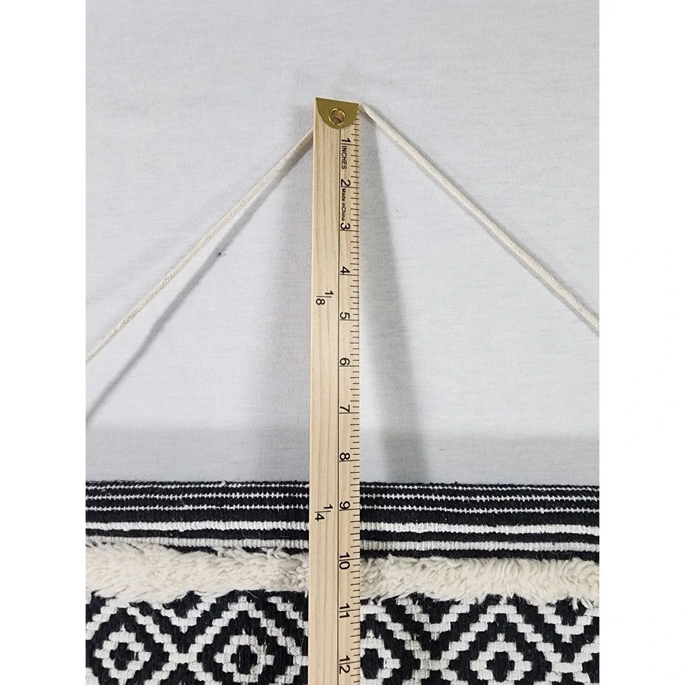 Textured Wall Hanging Geometric Chevron Tapestry Woven Fringe Tufted Cottagecore